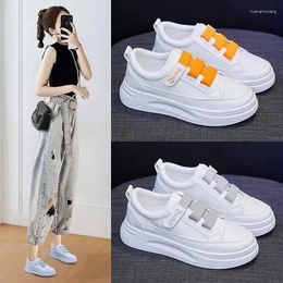 Casual Shoes Fashion Sneakers Women's Hook & Loop Mesh/Leather Comfortable Thick Bottom Sport Shoe Breathable Ladies Vulcanize