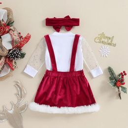Clothing Sets Sasaerucure Infant Girl Fall Winter Outfits Long Sleeve Romper Knitted Bodysuit With Plaid Skirt 2Pcs Christmas