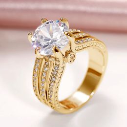 Bands Huitan Gorgeous Women's Wedding Rings with Pink/White Cubic Zirconia Classic Eternity Engagement Rings Drop Shipping Jewellery