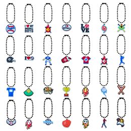 Keychains Lanyards 28Pcs New Baseball Keychain Bead Colour Charm Key Ring Hanging Chain Jewellery Accessories For Bags Girls Bracelet Sho Otdxh