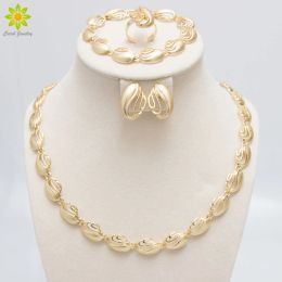 Necklaces Free Shipping Gold Colour Jewellery Sets For Wedding Fashion African Women Elegant Costume Necklace Sets