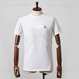 Men's T-Shirts New hot selling Japanese and Korean MK fashionable red T-shirt with fox embroidery 100% pure cotton loose fitting T-shirt for couples T240423