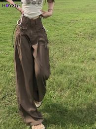 여자 청바지 빈티지 하이 허리 와이드 다리 바지 여성 캐주얼 직선 팬츠 한국 패션 느슨한 바지 스프링웨어 spodnie y240422