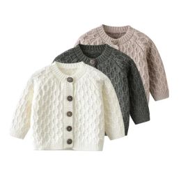 Sweaters Spring Baby Boys Knitted Sweater Tops Cotton Warm Autumn Kids Girls Diamon Cardigan Tops Unisex Clothing Outfits For Babe 024M