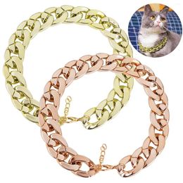 Dog Apparel 1PC Pet Chain Choke Necklace Collars Thick Gold Plated Plastic Safety Collar Puppy Supplies Accessory