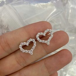 Designer trend S925 Sterling Silver tiffays Love Earrings Exquisite Small and Cute Heart shaped with High Carbon Diamonds