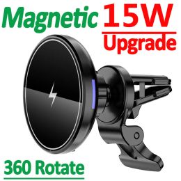 Chargers 15W Magnetic Wireless Charger Car Air Vent Stand Phone Holder For iPhone 12 13 14 Pro Max Mini Macsafe Car Fast Charging Station