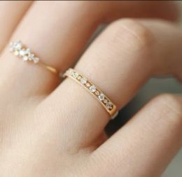 Bands ZHOUYANG Wedding Rings For Women Simple Hollow Out Cubic Zirconia Light Yellow Gold Colour Gifts Fashion Jewellery KCR110