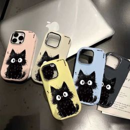 Cell Phone Bumpers Hairy Cat Metal Lens Circle Candy TPU Soft Phone Case for iPhone 15 Plus 14 Pro Max 7 8 Plus 12 13 Pro 11 X XS Max XR SE 2020 Y240423