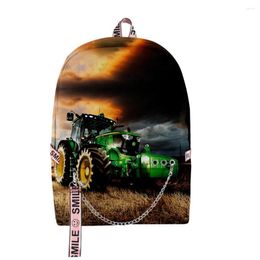 Backpack Game Tractor Pattern Primary And Middle School Students Boys Girls Schoolbag Teens Oxford Waterproof Travel