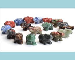 15 Inches Small Size Elephant Statue Crafts Natural Chakra Stone Carved Crystal Reiki Healing Animal Figurine 1Pcs Drop Delivery 4866379