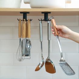 Non perforated kitchen wall storage rack storage rack rotating hook spatula spoon kitchen utensils wall mounted adhesive hook