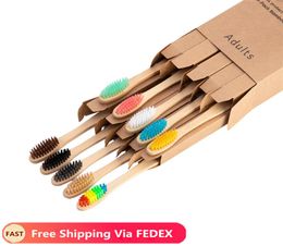 10Pcs Bamboo Toothbrush EcoFriendly Product Vegan Tooth Brush Rainbow Black Wooden Soft Fibre Adults Travel Set For Oral Care2545325