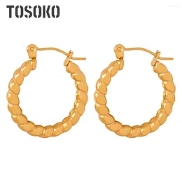 Hoop Earrings TOSOKO Geometric Jewellery Line Twist Design Titanium Steel Bright Surface O-Ring BSF181