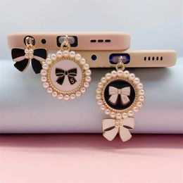 Cell Phone Anti-Dust Gadgets Pearl bow phone dust plug charm charging port dust plug USB Type C plug for iPhone Android mini dust cover decoration Y240423