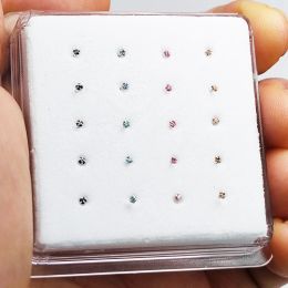 Jewellery 20PCS 24G 925 Sterling Silver 1.5mm Colour Crystal Nose pin Studs Rings Nez Piercing Jewellery