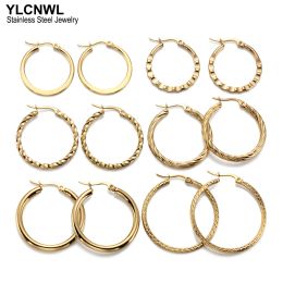 Earrings Stainless Steel Hoop Earrings For Women Gold Silver Colour Round Loop Elegant Ladies Trendy Jewellery Gift 2023
