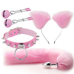 Toys Fox Tail Butt Plug Role Play Flirting Fetish Erotic Lolita Cosplay Anime Hair Cat Ears Tail Furry Belt in Ass Sex Toy for Women
