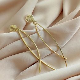 Earrings Minimalist Mosquito Coil Without Ear Holes Gold Colour Slim Long Tassel Clip on Earrings for Female Women Painless Jewellery Gift