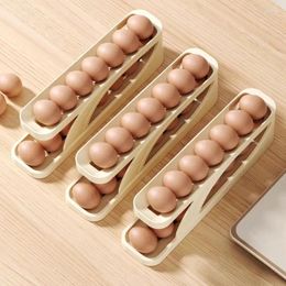 Storage Bottles Automatic Rolling Egg Holder Refrigerator Saving Space Dispenser For Fridge Kitchen Organiser Container Eggs Box