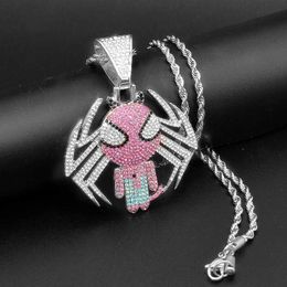 Hiphop Cartoon Spider Figurine Mens Pendant Full of Trendy Personality Necklace Accessories Hiphop
