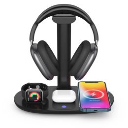Chargers 4in1 headphone holder for Airpods Max detachable headphone holder hook Wireless charger for IOS mobile phone, watch, Bluetooth