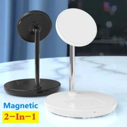 Chargers 2 in 1 Magnetic Wireless Charger Stand Holder Desktop Mobile Phone Charging Station Dock For iPhone 15 14 13 12 Pro Max AirPods