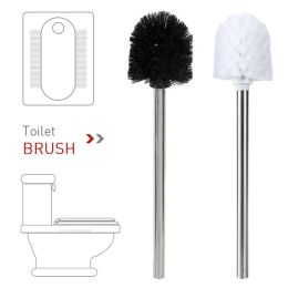 Holders Stainless Steel Toilet Brush Bathroom WC Black Kitchen Cleaning Brush Silver Toilet Cleaner Scrubber Bathroom Cleaning Supplies