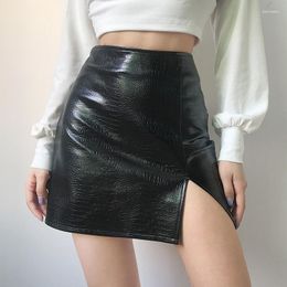 Skirts PU Leather Split Slim Fit Hip Short Skirt Slim-Fit Hip-Wrapped Dress