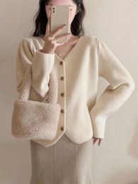 Women's Jackets Y2k Women Loose Vintage Puff Sleeve Outwear Fashion Solid Tops Single Breasted Temperament Coat 2024 Ropa Mujer