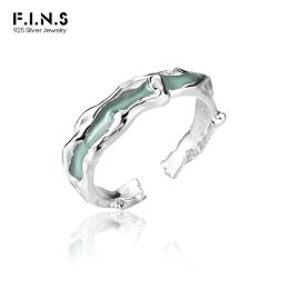 Rings F.I.N.S Custom Order Enamel S925 Sterling Silver Irregular Shaped Index Mid Finger Rings for Women Men Stackable Party Jewelry