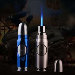 Bullet-shaped Cigar Lighter Metal Windproof Torch Refillable Butane Without Gas Lighters