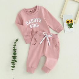Clothing Sets Infant Baby Girl Clothes Daddys Long Sleeve Crewneck Sweatshirt Top Pants Toddler 2Pcs Spring Fall Outfits