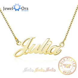 Necklaces Personalised Nameplate Necklace 3 Colours Copper Name Necklaces for Women Customised Your Name Jewellery Best Friend Gift(NE102047)