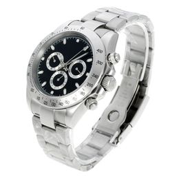 High Quality Mens 43mm watches clone watch black dial working chrono full silver dial marking quartz dayto stopwatch cool gift chronograph watch battery present