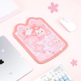 Rests Laptop Kawaii Mouse Pad Cute Pastel Pink Sakura Cat Desk Mat Water Proof Nonslip Laptop Desk Accessories