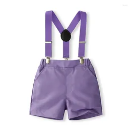 Clothing Sets Baby Boys Clothes Gentleman Outfits Suits Summer Stripe Print Short Sleeves Shirt With Bow Tie And Suspender Shorts Set