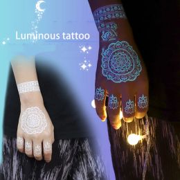 Tattoos Blue Luminous Glow Tattoo Sticker Waterproof Temporary Finger Wrist Body Art False Butterfly Tattoo for Music Festival Party