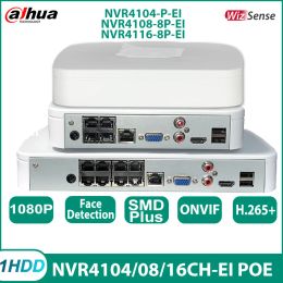 Lens Dahua NVR4104PEI NVR41088PEIMultilingual 4/8CH PoE Smart Home Video Recorder Face Recognition WizSense Camera Monitor System