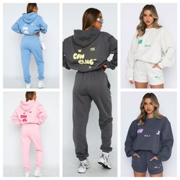 Damen White Tracksuits Designer Foxxs Zwei Teile Sets Sweatsuit Cottons Kapuze -Sweatshirts Lose und vielseitig kausal Pullover Sweatshirt bequeme Kapuzenpuppen