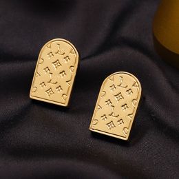 20 Style Classic Luxury Brand Shield Designer Stud Earrings Simple Gold Plated Print Jewellery Women Earring Wedding Party Gift High Quality