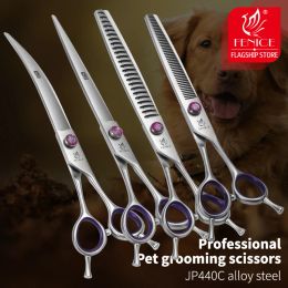 Scissors Fenice JP440C 7/8 Inch Professional Pet Dogs Grooming Scissors Straight Curved Thinning Chunker Shear Scissors Set For Dogs