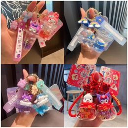 Creative Cartoon 3, Liou Oil Floating Sand Bottle Keychain Cute Couple Kuromi Big Ear Dog Keychain Pendant