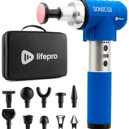 LifePro Sonic LX Professional Percussion Massage Gun with Heat - 9 Speeds, 10 Attachments for Neck and Back - Deep Tissue Muscle Massage Gun for Pain Relief and Relaxation