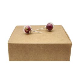 Earrings Red Rose Glass Ball Sterling 925 Silver Needle Stud Earrings For Women Boho Fashion Jewellery Bohemian Cute Love Romantic Handmade