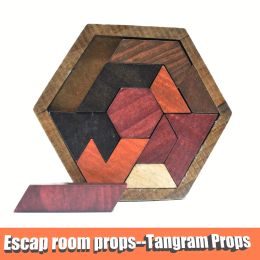 Blocks Escape room props Tangram Props(11pcs wooden) Escape Room The Game to Control 60kg EM Lock(not include)