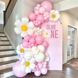 Party Decoration 120Pcs Daisy Balloon Garland Arch Kit Theme Sunflower Foil Balloons For Wedding Birthday Baby Shower Decorations