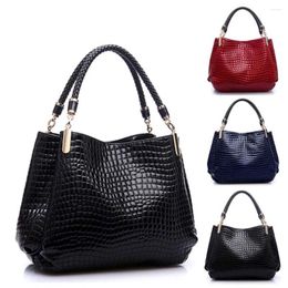 Shoulder Bags Fashion Women Crocodile Pattern Leather Bag Female Tote Handbag Red