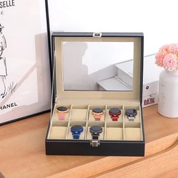 VANSIHO 234561012 Slots Seisure Style Multiple Wholesale Luxury PU Leather Jewellery Watch Display Cases Boxes 240412