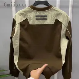 Men's Hoodies Gmiixder Round Neck Pullover Versatile Long-sleeved Korean Style Fashionable Patchwork Sweatshirt Simple Solid Color Jacket